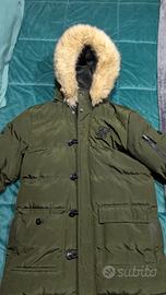 Parka SikSilk Verde Militare con Cappuccio 