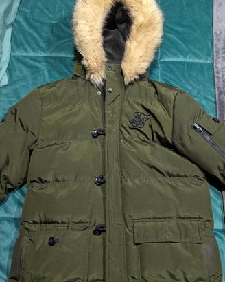 Parka SikSilk Verde Militare con Cappuccio 