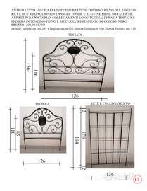 Letto ad una piazza in ferro battuto del 1800