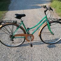 Bici city bike donna da 28 acc 18 marce verde oro