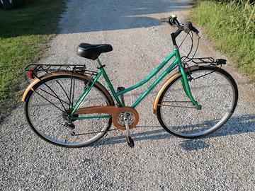 Bici city bike donna da 28 acc 18 marce verde oro