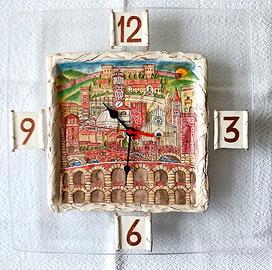 Orologio terracotta Verona su vetro