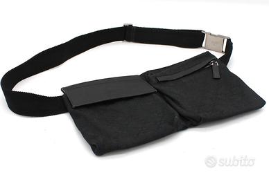Marsupio Gucci Monogram Double Pocket in tela nera