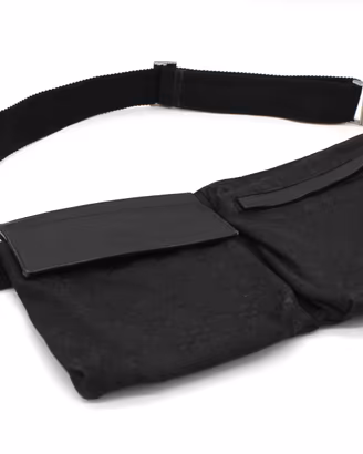 Marsupio Gucci Monogram Double Pocket in tela nera