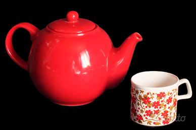 Teiera London Pottery Rossa+tazza Made in England