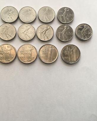 Italia Lire 50 e 100 Vulcano II e Italia turrita
