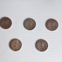 Lotto di 5 Quarti di Dollaro in Argento