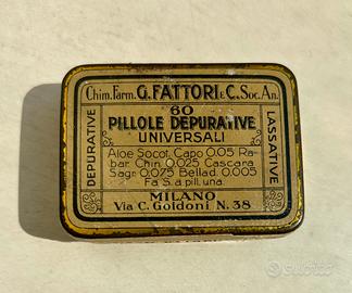 Scatola in Latta Vintage Pillole Depurative