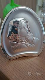 Soprammobili lastra argento madonna con bambino