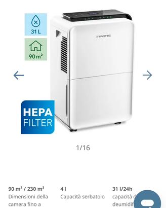 Deumidificatore e depuratore aria 90m^2