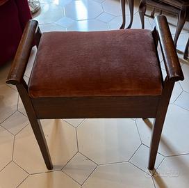sgabello contenitore in noce antico