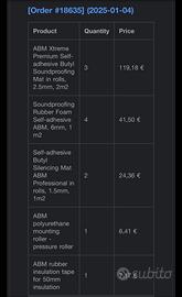 Materiale fonoassorbente per auto