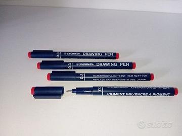 3 x Drawing Pen penna ad ago 0,3 Rosso