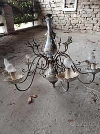 lampadario antico in ceramica 