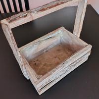 Cestino legno shabby deco giardino balcone fiori