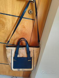 Borsa prima classe blu e beige con dust bag