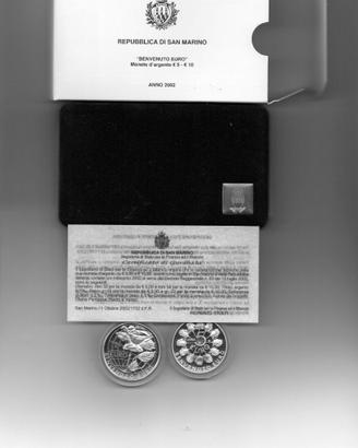 Monete d'argento € 5 + € 10 BENVENUTO EURO a. 2002