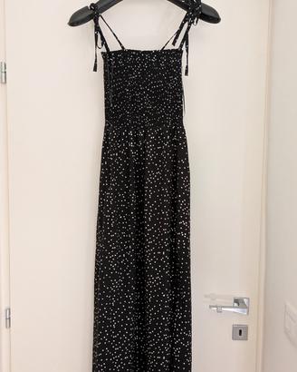 Vestito lungo Terranova, nero a pois, taglia XS