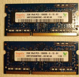 2 x RAM Hynix 2GB 1Rx8 PC3 - 10600S - 9 - 10 - B1