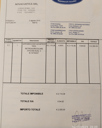 Apparecchio acustico della oticon