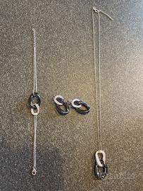 Set collana bracciale orecchini brillanti argento