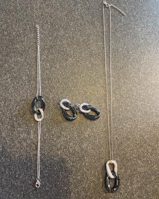 Set collana bracciale orecchini brillanti argento