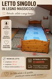 Letto singolo in legno massello