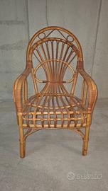 Poltrona vintage in vimini/rattan intrecciato