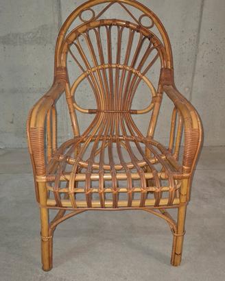 Poltrona vintage in vimini/rattan intrecciato