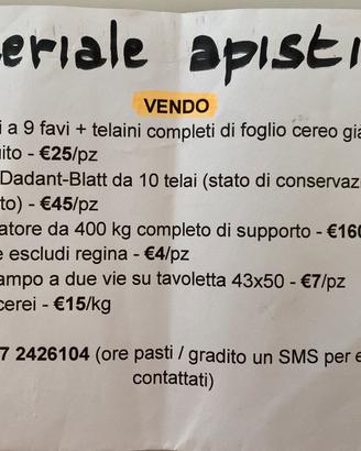 Materiale apistico vario