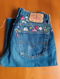 Levi's 501 taglia w31 La 34 ricamato a mano