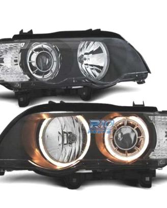 FARI XENON BMW X5 E53 99-03 ANGEL EYES FONDO NERO