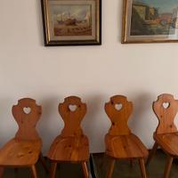 4 sedie in legno di pino