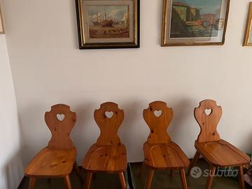4 sedie in legno di pino
