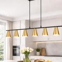 lampadario a sospensione 6 luci oro e nero