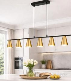 lampadario a sospensione 6 luci oro e nero