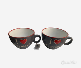 Coppia di tazze in ceramica grigio 450 ml