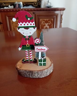 Decorazione natalizia in legno - Elfo  albero nata
