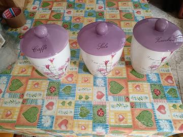 Barattoli in ceramica per zucchero, caffè, sale