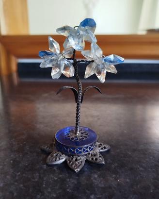 Fiore soprammobile in metallo e cristallo