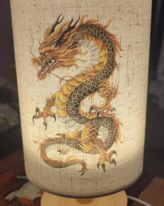 Lampada design Drago simbolo lucky base
Legno
 led