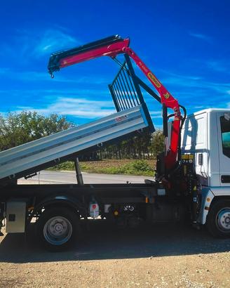 IVECO Eurocargo 75E17 Ribaltabile trilaterale+ Gru