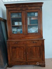 CREDENZA CON ALZATA  DELLA META' 800 IN NOCE