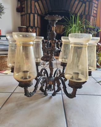 Lampadario Vintage anni '70 a6Luci con Putti Alati