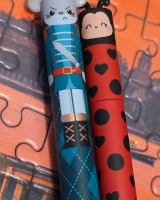 2 penne Legami Topo guardia e Coccinella 