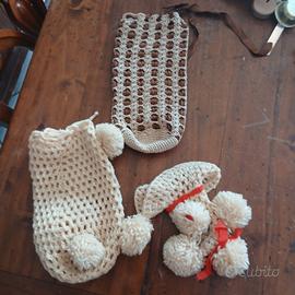set tre sacchettini in maglia