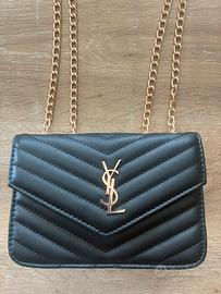 Borsa a tracolla trapuntata nera con logo YSL ✨