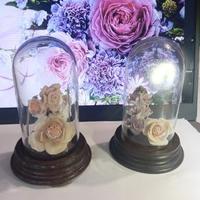 fiori ceramica in teca vetro