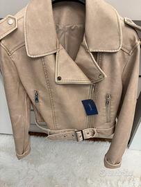 Giubbotto in pelle beige