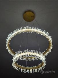 Lampadario moderno finitura oro cromato led 4500k